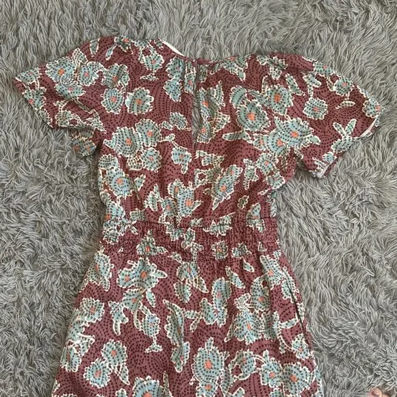 Anthropologie Jumpsuit Womens Small Mauve The Somerset Ruched Short Sleeve - Picture 9 of 16